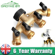 4 Way Adaptor Garden Tap Multi Hose Pipe Connector Water Splitter 3/4" Brass