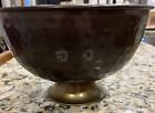 Large antique style hammered, copper decorative bowl rustic home accent