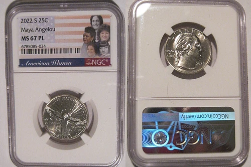 2022 S Maya Angelou 25c NGC MS 67 PL American Women Quarter PROOFLIKE