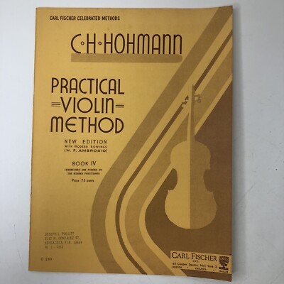 Hohmann's Practical Method For The Violin Book 4 Vintage 1910 Copyright NOS
