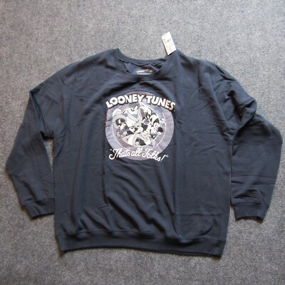 Warner Bros Looney Tunes Sweatshirt Gray That's All Folks! Womens XXL 2X Graphic
