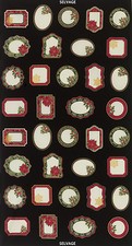 23" Fabric Panel - Timeless Treasures Metallic Christmas Gift Tags Red Green