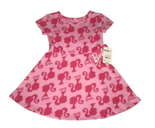 BARBIE NEW TODDLER GIRL PINK PRINT SS SKATER DRESS SOFT COTTON POLY SIZE 2T NWT