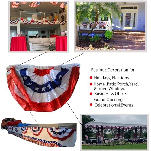 1.5x3Ft USA Pleated Fan Flag American US Bunting Flag Patriotic Half Fan 6 PACK - Picture 3 of 3