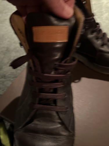 VINTAGE LOUIS VUITTON LV BROWN LEATHER SZ US 11 UK 10.5 RARE HTF WRN TWICE BOX - 第 8/12 張圖片