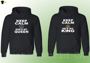 Couple Hoodie He Is My King She Is My Queen Keep Calm His And Hers Matching Ebay