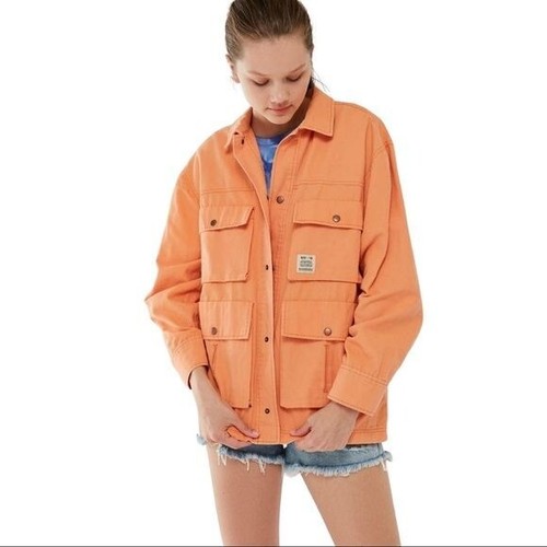 UO | Derrek Orange Snap Button Oversize 