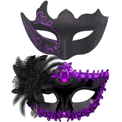 2 Stück Venezianische Maske Paar Maskeradenmaske Venezianischer Maskenball Maske...