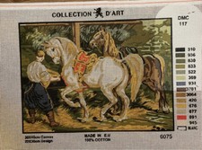 Printed needlepoint canvas Only 40x30 Cm Feeding The Horses Rto
