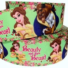 GROSGRAIN RIBBON 7/8" 1.5" Beauty and The Beast Princess for Hairbows Printed