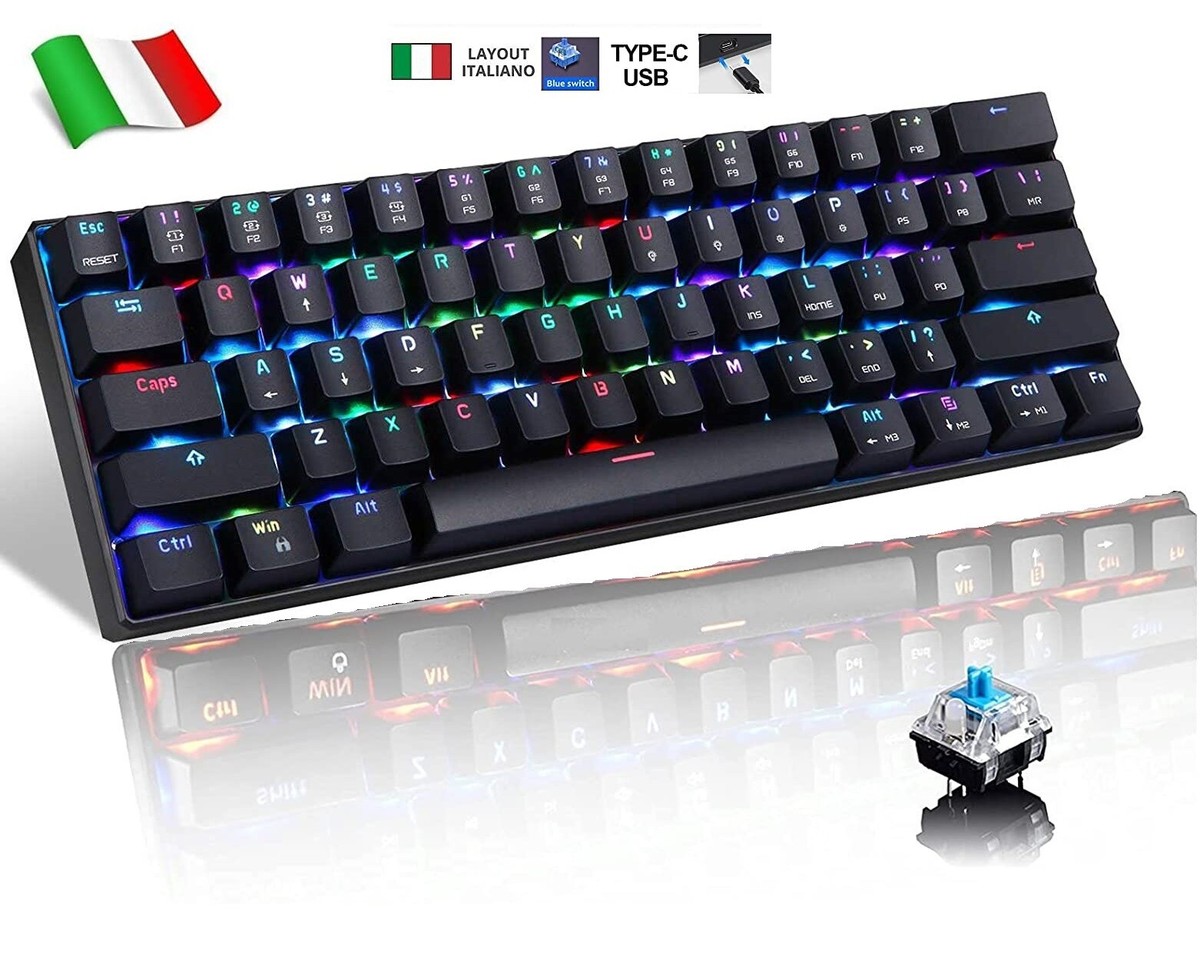Tastiera meccanica da gioco 80% TKL, retroilluminata RGB compatta con switch intercambiabili, a