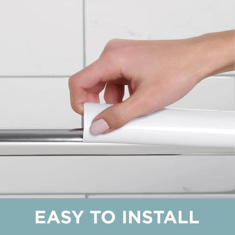 36 in. 60 in. PVC Tension Shower Rod Cover in White eBay