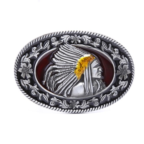 Indian Metal Men's Belt Buckle Western Cowboy Belts Buckle Fit 1.5" Wide Bel ~~