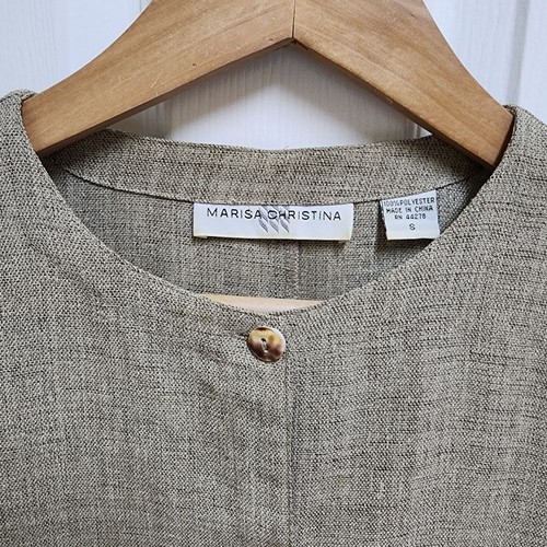 Marisa Christina Blazer Women S Beige Button Long Sleeve Lagenlook Office Casual - Picture 3 of 9