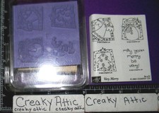 STAMPIN UP VERY MERRY 4 RUBBER STAMPS ANGEL SNOWMAN CHRISTMAS TREE