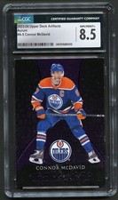 Connor McDavid #A-5 2023-24 Upper Deck Artifacts Aurum Hockey Card 12/25 CGC 8.5