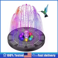 Solar Fountain Pump Bird Bath Solar Power Glass Panel 6 LED Light for Pond Decor