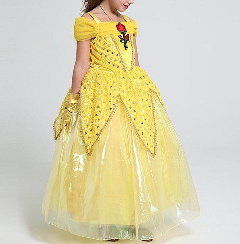 La Bella La Bestia Vestito Carnevale Maschera Belle Cosplay Child Dress BEAB06 E - Foto 6 di 16