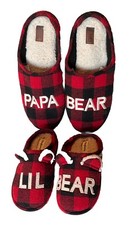 Dearfoams Papa Large   Lil Bear  11-12 Slippers Memory Foam Slippers Plaid