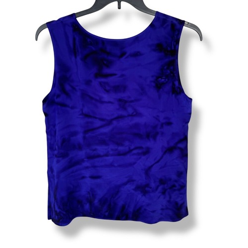 Y2K Silk Bijoux Tank Top Womens Size L Purple Handpainted 100% Silk Wearable Art - Picture 8 of 11
