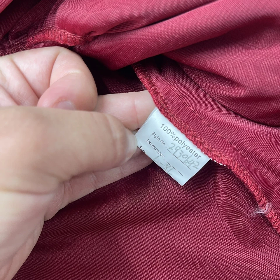 Mujer Rojo Terciopelo Campana Manga Corbata Cintura Largo Disfraz Bata Talla L-XL Foto 4 de 4