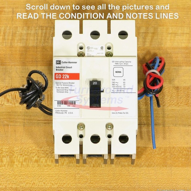 CutlerHammer GD3020 DA3S114 Circuit Breaker, 20 Amp