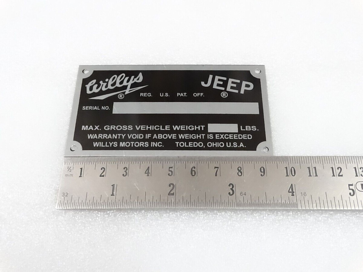 DATA PLATE FOR VINTAGE WILLYS JEEP FC-150 170 #V254-7 | eBay