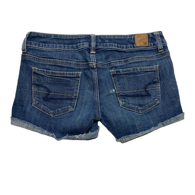 American Eagle Low Rise Cuffed Hem Blue Denim Shorts Women's Size