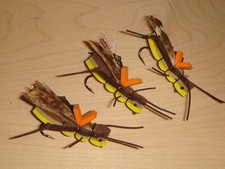 FLY FISHING FLIES - Brown/Yellow Foam TURKEY-WING HOPPER size #6 (6 pcs.)