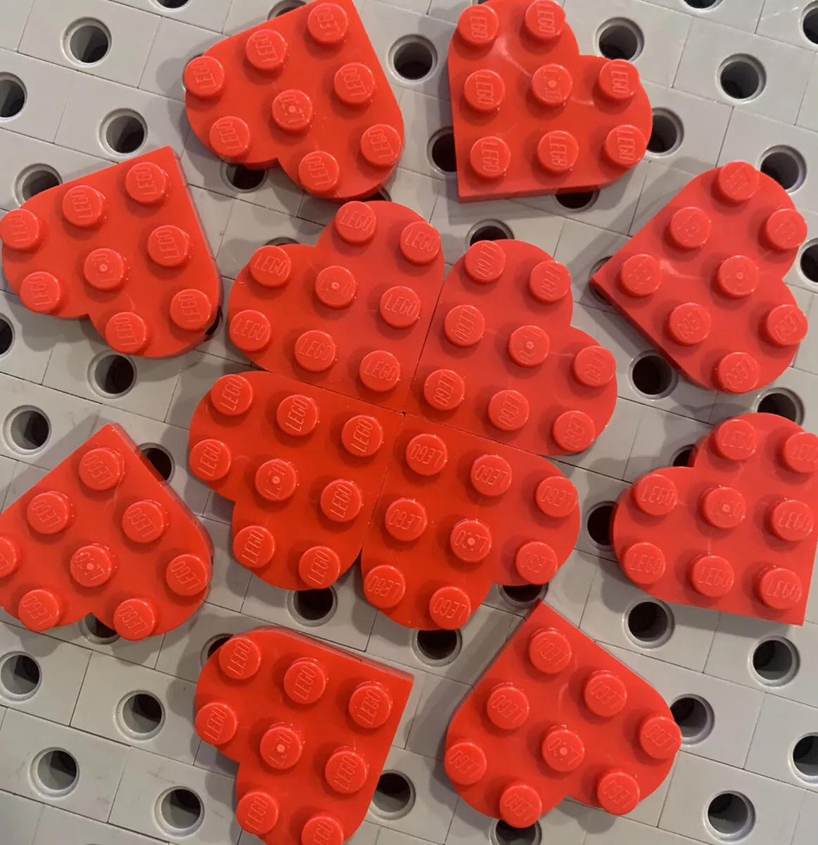 Lego Heart Red Plate Round 3 x 3 Lot of 12