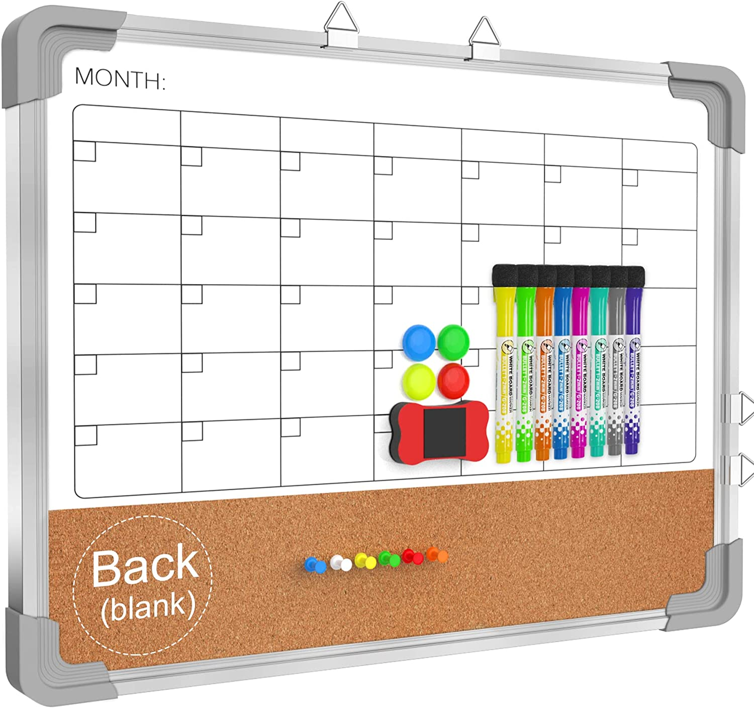 Monthly Calendar Whiteboard Dry Erase, Cork Board White Board for Wall,  Double-S 7445031693693 | eBay