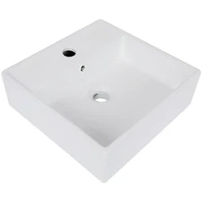 15"x15" Square Bathroom Vessel Sink, Above Counter Bathroom Sinks with Overflow