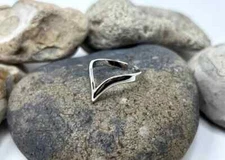 925 Sterling Silver Wishbone Ring, V Ring Band, Chevron Ring, Wave ,  All size