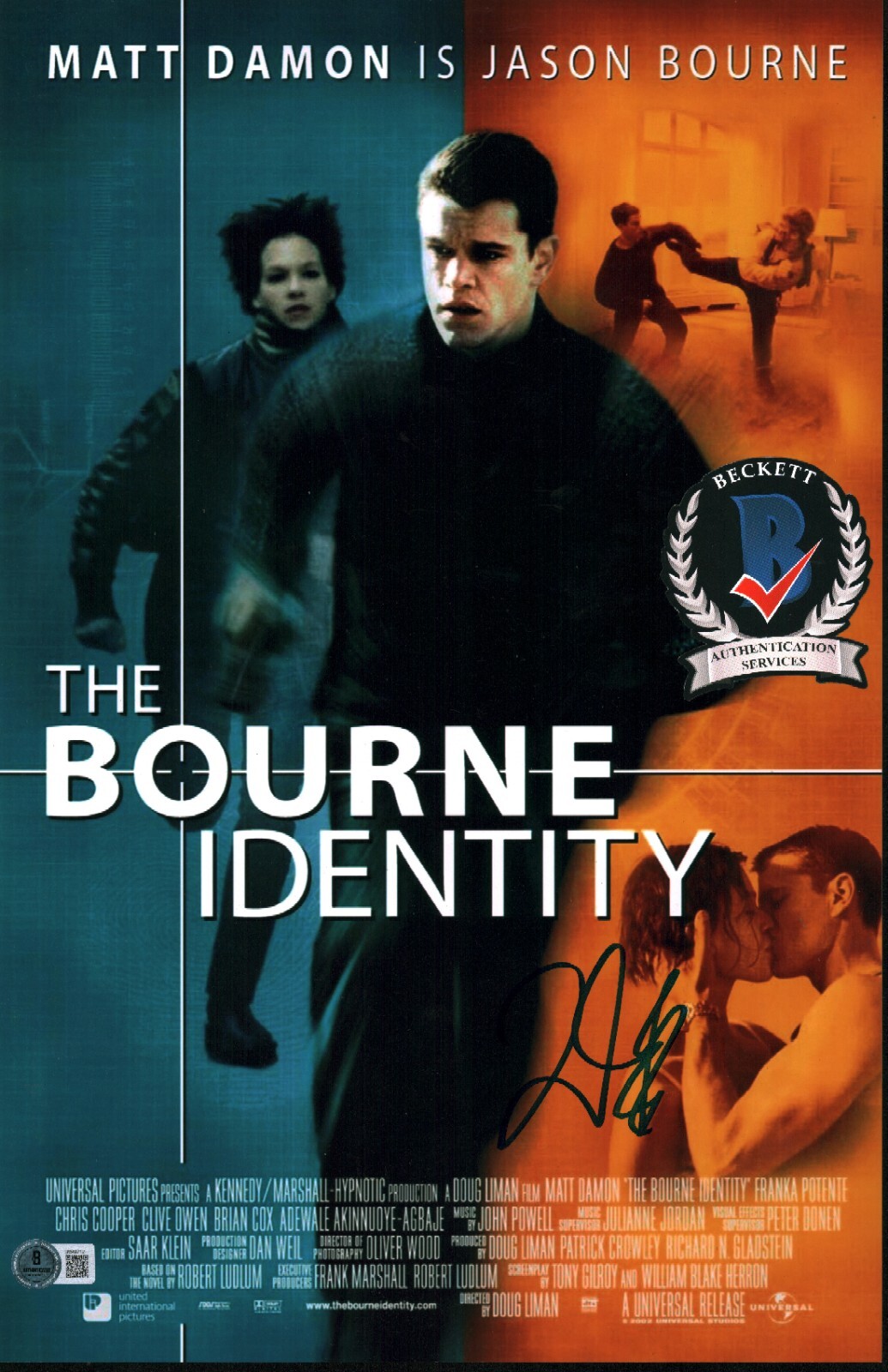 DOUG LIMAN SIGNED THE BOURNE IDENTITY DIRECTOR 11X17 PHOTO BECKETT BAS COA