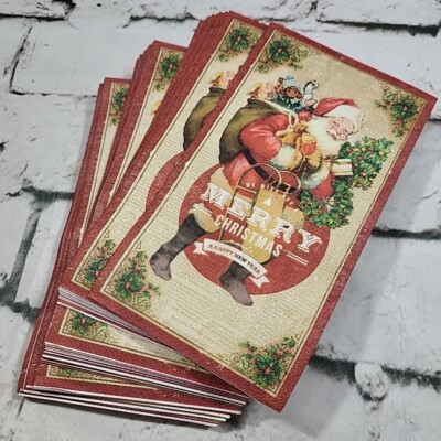 Vintage Paper Napkins Merry Christmas Santa Claus Decoupage Crafts Lot Of 34 