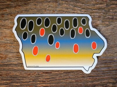 IOWA Stickers Decals Trout Brown Brook Rainbow Musky Pheasant fly fishing birds
