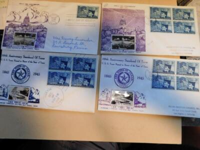 TEXAS 100TH ANNIVERSARY, 4 FDC`S, 4 DIFFERENT CACHETS  BY CROSBY