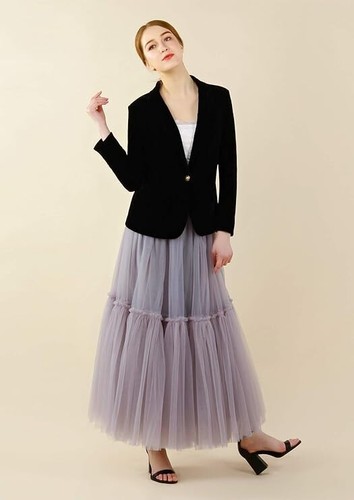 Simple Women's Vintage Soft Tulle Petticoat One Line Long Prom Party Tutu Skirt - Picture 2 of 41