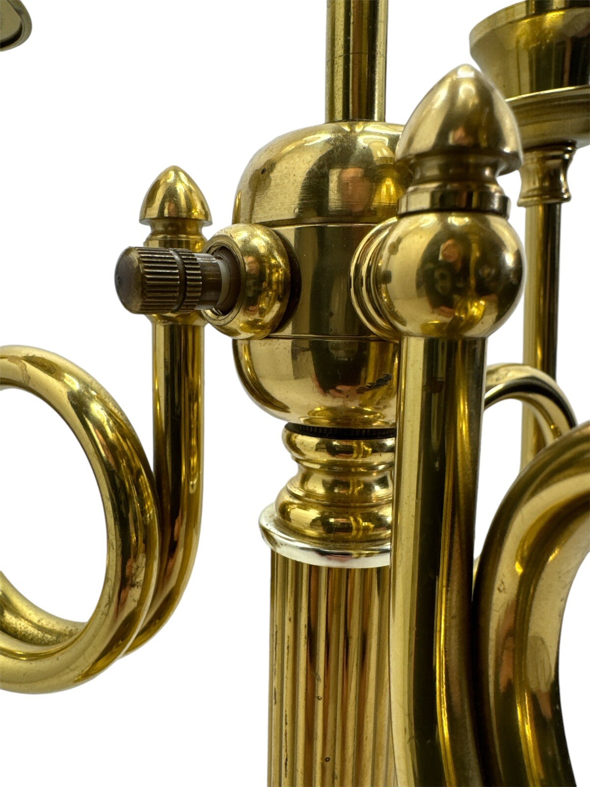 VTG ALSY 3 Arm Brass Plated French Horn Style Bouillotte Table Lamp NO Shade 22”