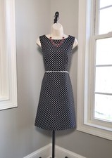 Tahari Sleeveless Black & White Polka Dot Sheath Dress ~ Women’s 8 WORN ONCE!