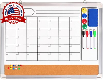 Calendario De Pared Grande De Borrado En Seco 24''X18'' Calendario Anual En NUEVO.