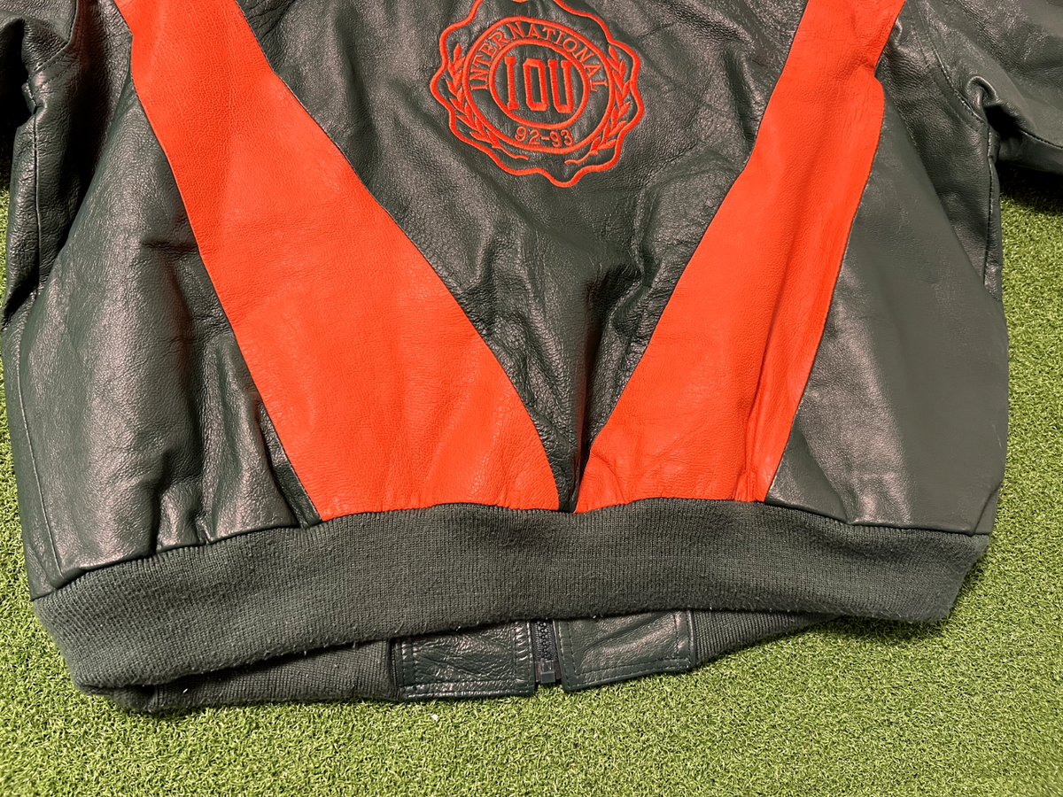 93年製　I.O.U レザージャケット I.O.U. Leather Collection Jacket LEGEND ACROSS AMERICA 92-93 Green