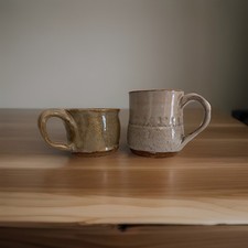 Set of 2 Signed Vintage Folk Art Studio Potte...