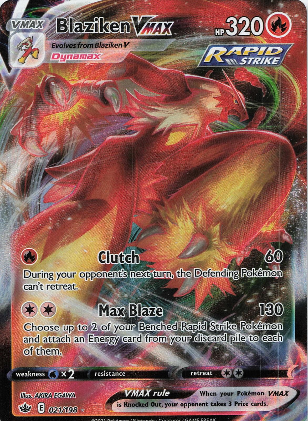 Blaziken VMAX 021/198 Holo VMAX Rare Chilling Reign Pokemon Lightly Played