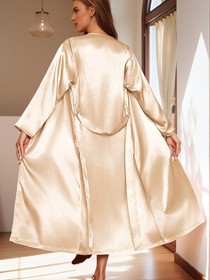 Women's Sexy Silk Pajama Set with Satin Robe and 2-Piece Pajama and Kimono