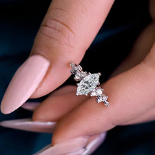 1.0ct Marquise Cut Lab‑Created Diamond Test Pass VVS1/D/Excellent 18K Gold Ring