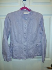 Chico's Women  s 0 Small Icy Purple Button Front Jacket Linen Cotton Metallic