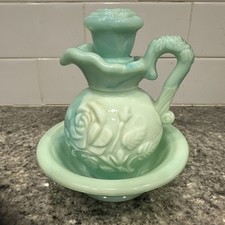 Vintage Avon Jadeite Green Victoriana Milk Gl...