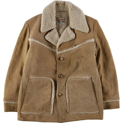 Lee Vintage Storm Rider Suede Boa Jacket Men s Beige 70s USA M Good Condition JP