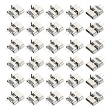 30Pcs USB Female Socket Connector Jack Port, 2Pin DIP 180Degree, Black